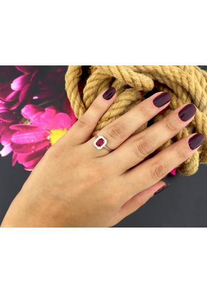 925 Ayar Gümüş Yakut Kırmısı Baget Taşlı Pırlanta Montür Takı Seti indirimleri