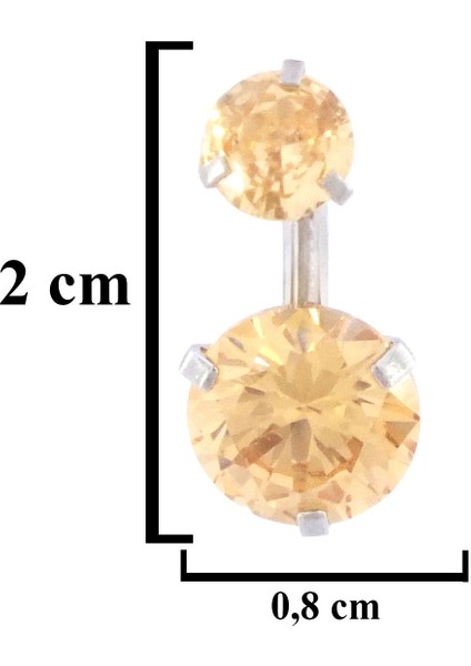 316L Çelik Küçük Turuncu Zirkon Taşlı Piercing PRC-213