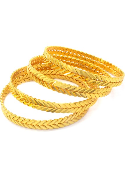 Altın Kaplama Başak Model Adana Burması 8 mm 4'lü Bilezik Set BSET-101