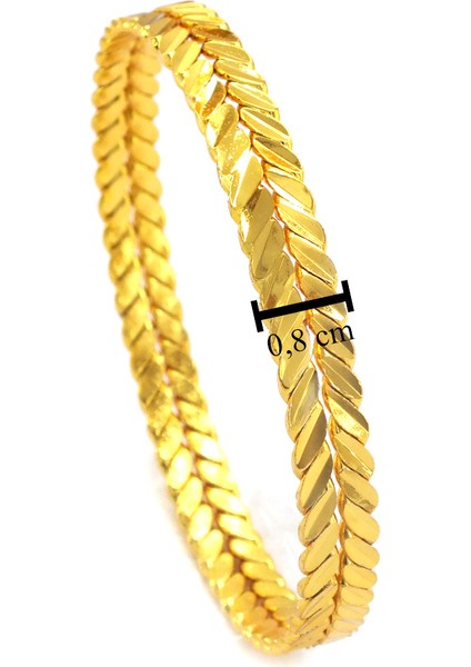 Altın Kaplama Başak Model Adana Burması 8 mm 4'lü Bilezik Set BSET-101