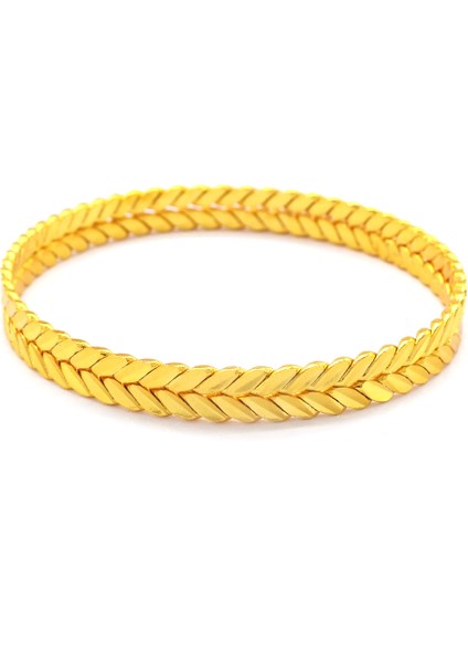 Altın Kaplama Başak Model Adana Burması 8 mm 4'lü Bilezik Set BSET-101