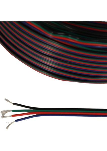 4 Pin Jst Elektrik Kablosu 4'lü Rgb Şerit LED Kablo 3X0,22MM Kalaylı %100 Bakır Kordon Kablo 100M modelleri