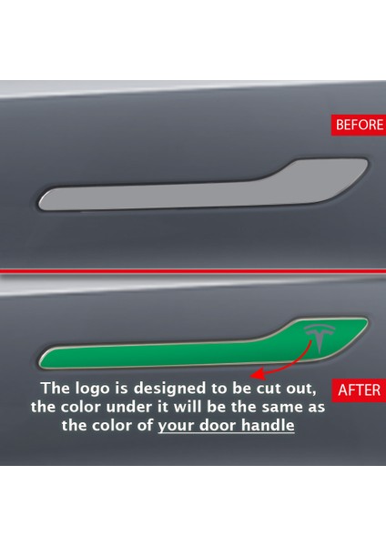 Tesla Model 3 - Y Için Özel Kesim Tesla Logolu Kapı Kolu Reflektif Sticker Seti (4'Lü Set) modelleri