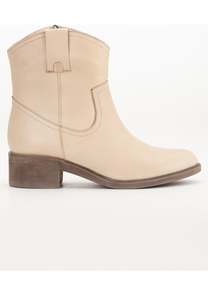 Kadın Deri Kovboy Bot - Bej