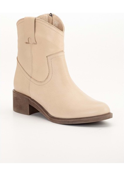 Kadın Deri Kovboy Bot - Bej fiyatları