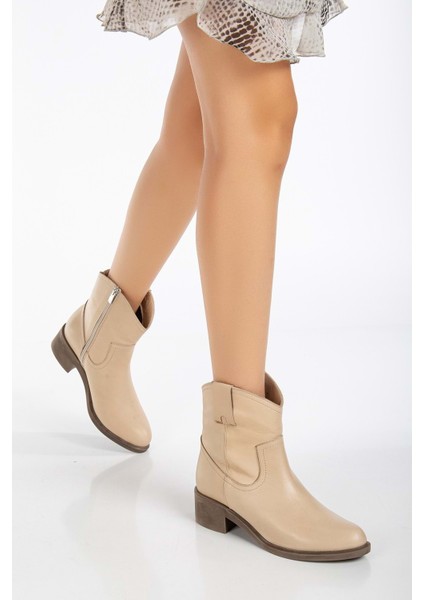 Kadın Deri Kovboy Bot - Bej fırsatları