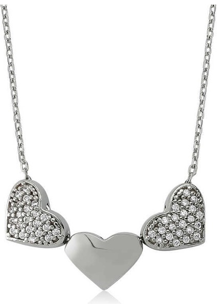 Gümüş 3 Kalpli Bayan Kolye