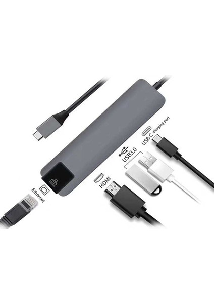 Macbook Uyumlu USB Type-C 4K HDMi / Ethernet 5in1 Çevirici Çoklayıcı Hub