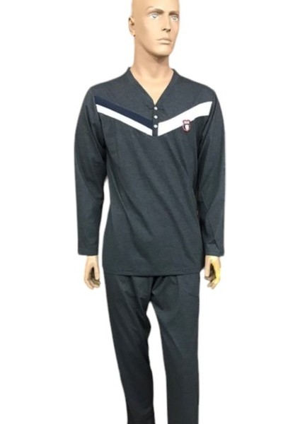 Caprice Uzun Kollu Erkek Pijama TAKIMI-ANTRASIT-6108