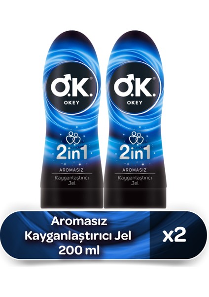 2in1 Aromasız Kayganlaştırıcı Jel 200 Ml 2'Li