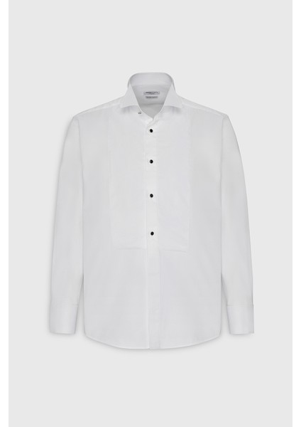 ALTINYILDIZ CLASSICS Erkek Beyaz Slim Fit Dar Kesim Ata Yaka Kolay Kırışmayan %100 Pamuk Gömlek