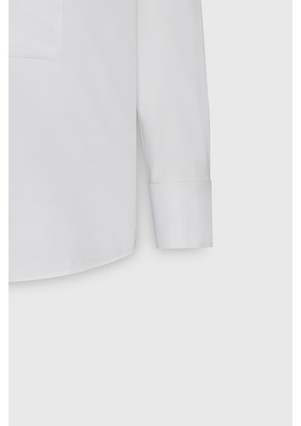 ALTINYILDIZ CLASSICS Erkek Beyaz Slim Fit Dar Kesim Ata Yaka Kolay Kırışmayan %100 Pamuk Gömlek