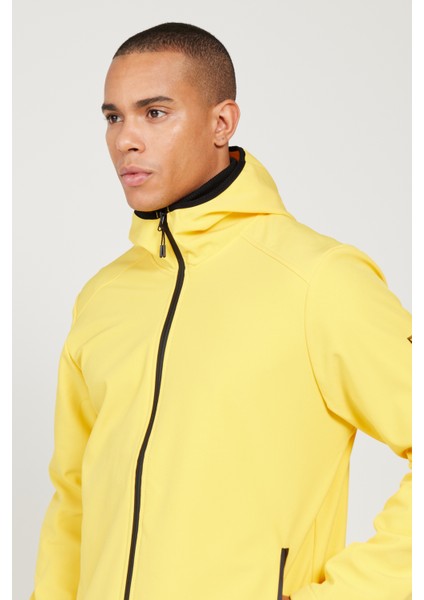 Erkek Sarı Standart Fit Normal Kesim Dik Yaka Softshell Mont