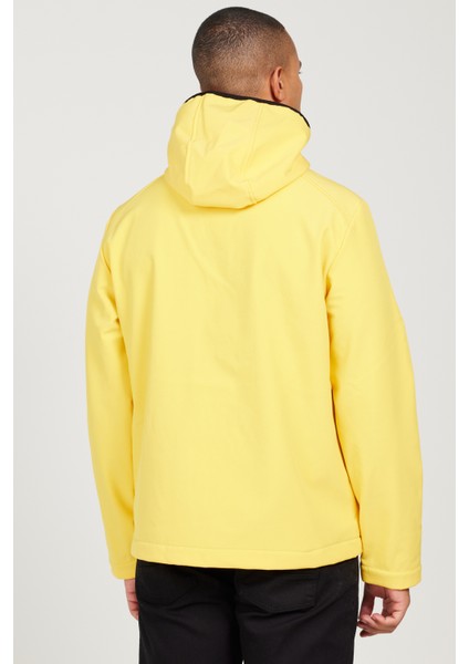 Erkek Sarı Standart Fit Normal Kesim Dik Yaka Softshell Mont