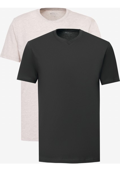 2'li Paket Slim Fit Dar Kesim Pamuklu Basic Tişört