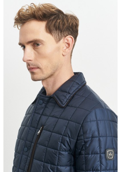 ALTINYILDIZ CLASSICS Erkek Lacivert Standart Fit Normal Kesim Bebe Yaka Fermuar Cepli Rüzgar Geçirmez Overcoat modelleri