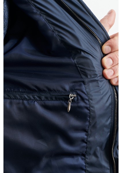 ALTINYILDIZ CLASSICS Erkek Lacivert Standart Fit Normal Kesim Bebe Yaka Fermuar Cepli Rüzgar Geçirmez Overcoat