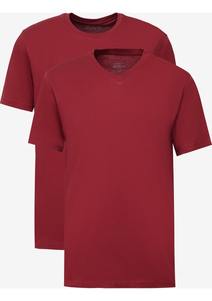2'li Paket Slim Fit Dar Kesim Pamuklu Basic Tişört