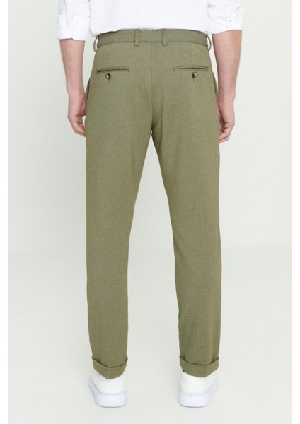 Erkek Haki Slim Fit Dar Kesim Beli Bağlamalı Esnek Pantolon