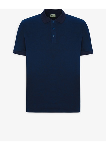 AC&Co / Altınyıldız Classics Erkek Çekmeyen Pamuklu Kumaş Slim Fit Dar Kesim Lacivert Kıvrılmaz Polo Yaka Tişört