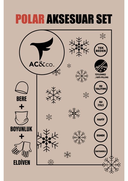 ALTINYILDIZ CLASSICS Erkek Saks Anti-pilling Sıcak Tutan Su Itici Polar Bere Boyunluk Eldiven Set