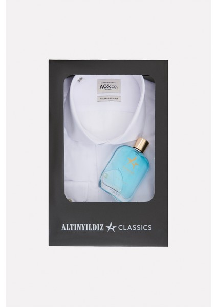 ALTINYILDIZ CLASSICS Erkek Beyaz Gömlek- Ac Elite (100 ML) Edp Parfüm Özel Hediye Kutulu Set Damat Bohçası