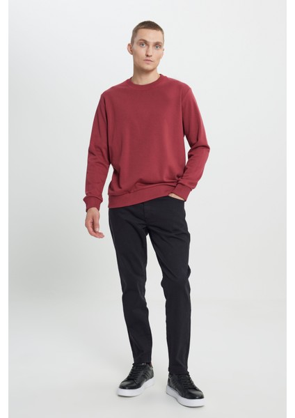 Standart Fit Normal Kesim Bisiklet Yaka Pamuklu Sweatshirt fiyatları
