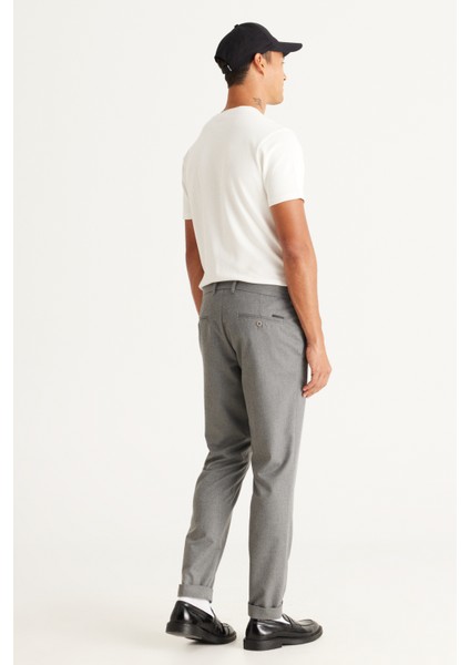 ALTINYILDIZ CLASSICS Erkek Gri Slim Fit Dar Kesim Beli Bağlamalı Desenli Esnek Pantolon indirimleri