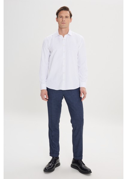 Özel Hediye Kutulu Slim Fit Dar Kesim Pamuklu Gömlek-Cüzdan Set