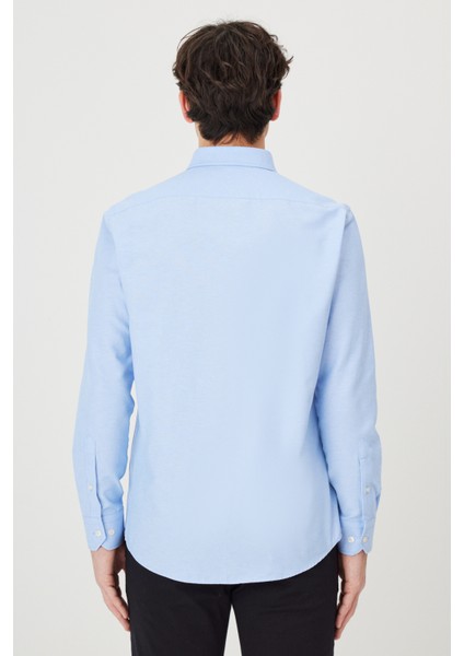 2'li Pamuklu Kolay Ütülenebliir Slim Fit Dar Kesim Düğmeli Yaka Oxford Gömlek Paketi