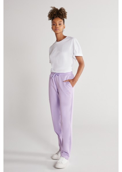 Unisex Lila Standart Fit Normal Kesim Cepli Pamuklu Esnek Eşofman Altı