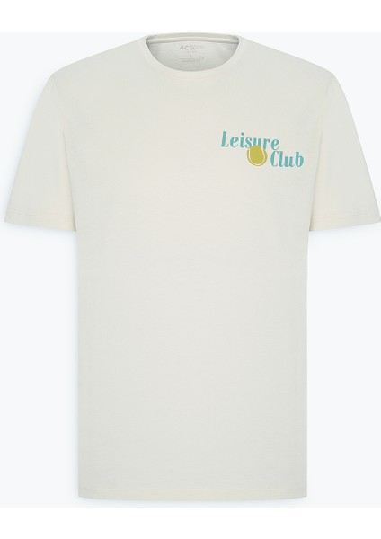 Erkek Sarı Standart Fit Normal Kesim %100 Pamuk Yumuşak Dokulu Baskılı Bisiklet Yaka Tişört