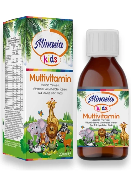 Minasia Kids Multivitamin 200ml ( Aserola Meyvesi, Vitaminler Ve Mineraller )