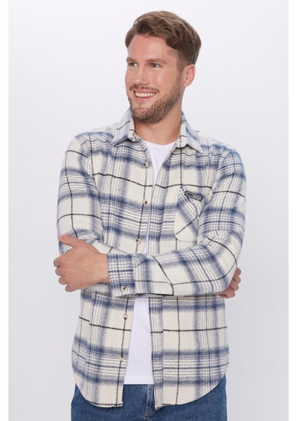 Erkek Slim Fit Dar Kesim Oduncu Tek Cep Kareli Kışlık Gömlek