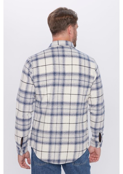 Erkek Slim Fit Dar Kesim Oduncu Tek Cep Kareli Kışlık Gömlek