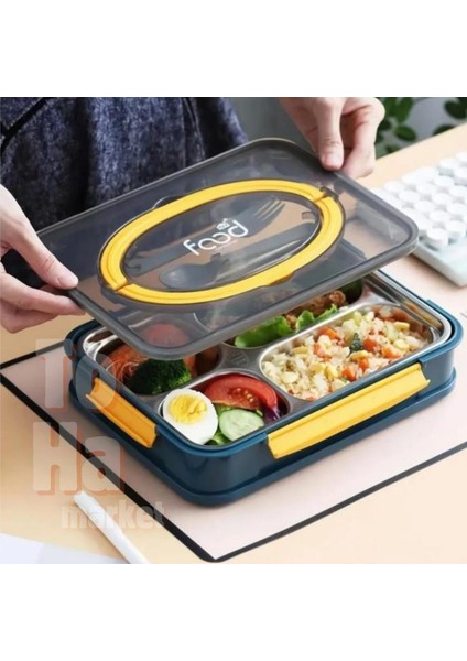 Lunch Box 1000 ml 4 Bölmeli Paslanmaz Çelik Lacivert BL-2201