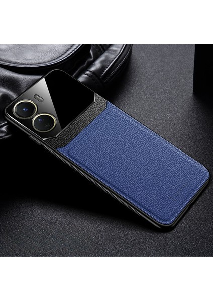 Vivo Y16 Kılıf Zebana Lens Deri Kılıf Lacivert