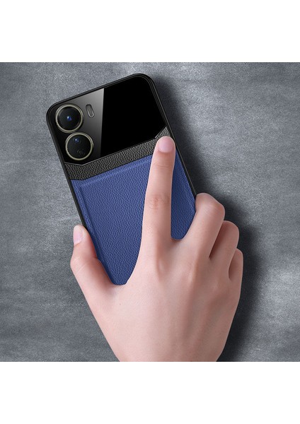 Vivo Y16 Kılıf Zebana Lens Deri Kılıf Lacivert modelleri