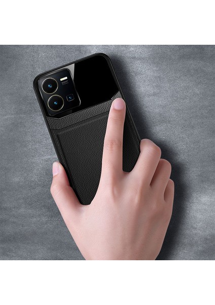 Vivo Y35 Kılıf Zebana Lens Deri Kılıf Siyah modelleri