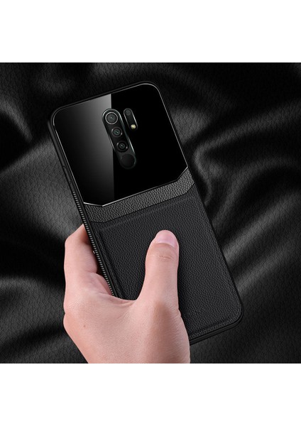 Xiaomi Redmi 9 Kılıf Zebana Lens Deri Kılıf Siyah