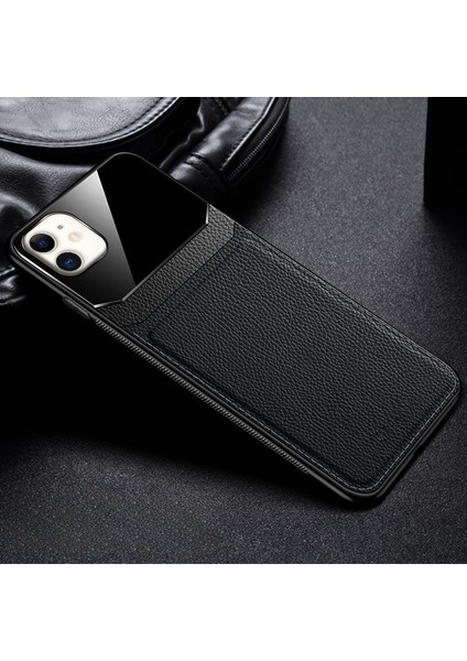 Apple iPhone 12 Kılıf Zebana Lens Deri Kılıf Siyah