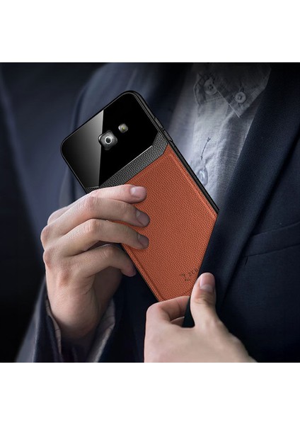 Samsung Galaxy J4 Plus Kılıf Zebana Lens Deri Kılıf Kahverengi
