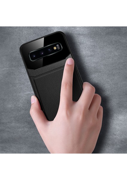 Samsung Galaxy S10 Plus Kılıf Zebana Lens Deri Kılıf Siyah