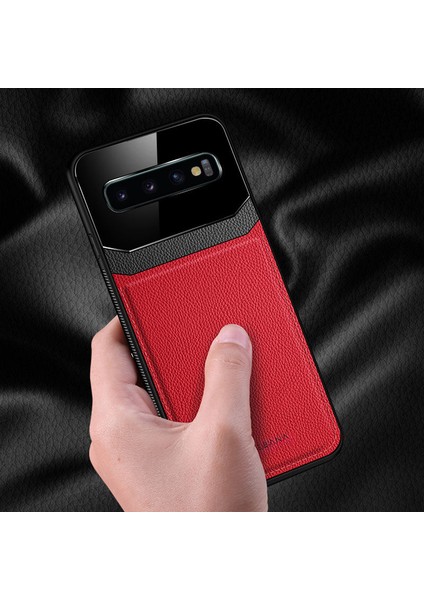 Samsung Galaxy S10 Plus Kılıf Zebana Lens Deri Kılıf Kırmızı fiyatları