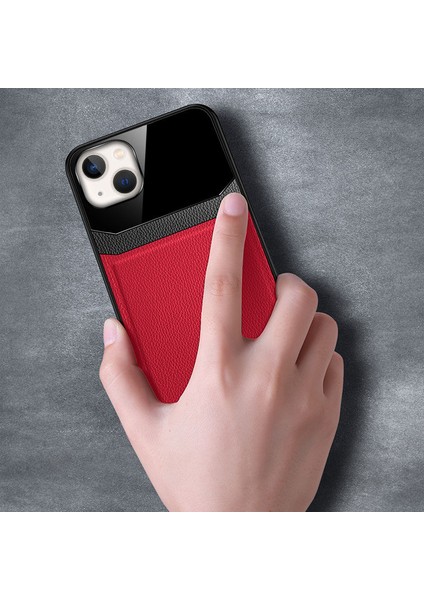 Apple iPhone 13 Kılıf Zebana Lens Deri Kılıf Kırmızı