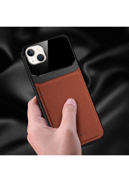 Apple iPhone 13 Kılıf Zebana Lens Deri Kılıf Kahverengi