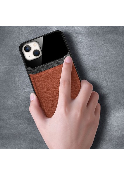 Apple iPhone 13 Kılıf Zebana Lens Deri Kılıf Kahverengi