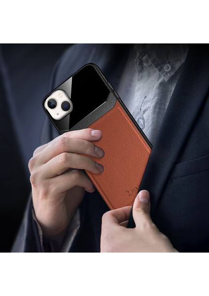 Apple iPhone 13 Kılıf Zebana Lens Deri Kılıf Kahverengi