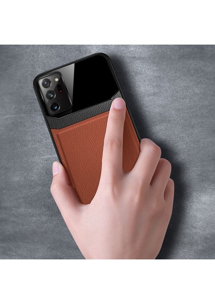 Samsung Galaxy Note 20 Ultra Kılıf Zebana Lens Deri Kılıf Kahverengi modelleri