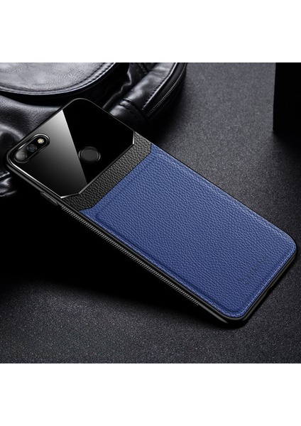 Huawei Y7 Prime 2018 Kılıf Zebana Lens Deri Kılıf Lacivert